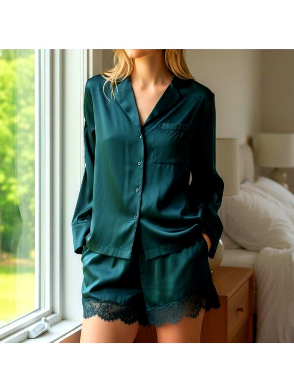 Cami by NYC Sleep Small Silk & Lace Sleep Set Top Shorts PJs Pajamas Outer Banks
